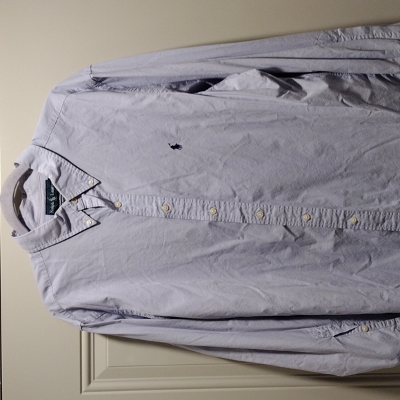 Ralph Lauren 18/xxl long sleeve button down shirt light blue pattern - Picture 5 of 8